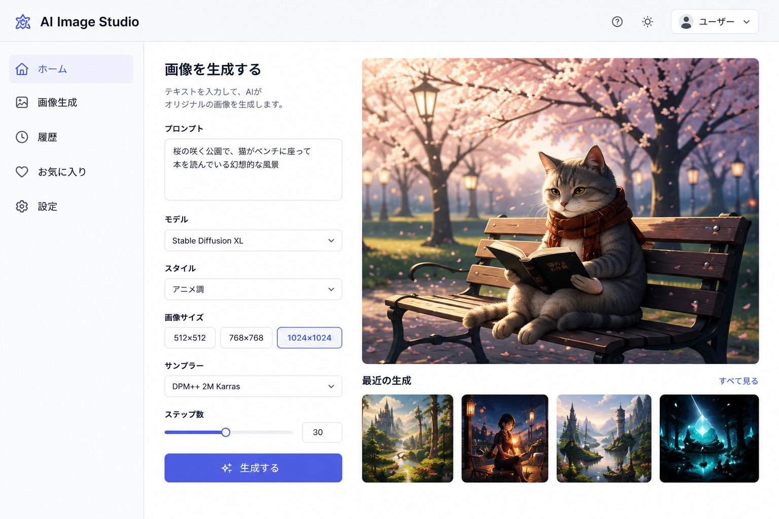 AI画像生成サイトの画面